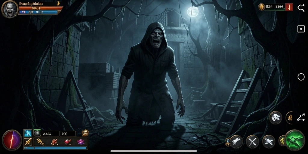 Screenshot menampilkan suasana menyeramkan dalam game 8364.