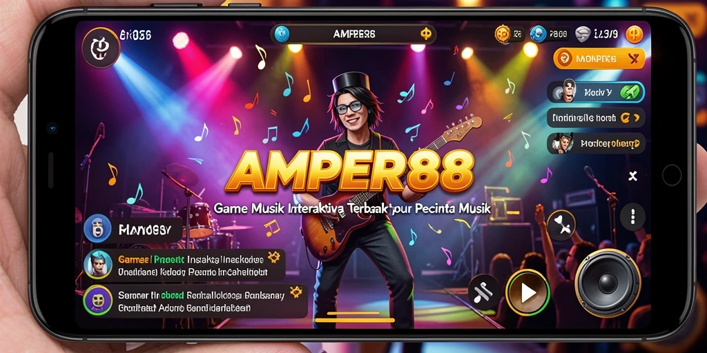 Tampilan gameplay AMPER88 yang interaktif dengan berbagai elemen musik.