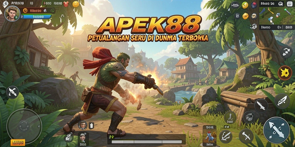 Screenshot utama APEK88 menampilkan aksi seru dalam dunia terbuka.