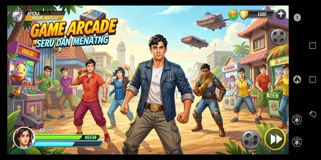 Tampilan gameplay menarik dari API77 dengan tantangan Arcade yang seru.