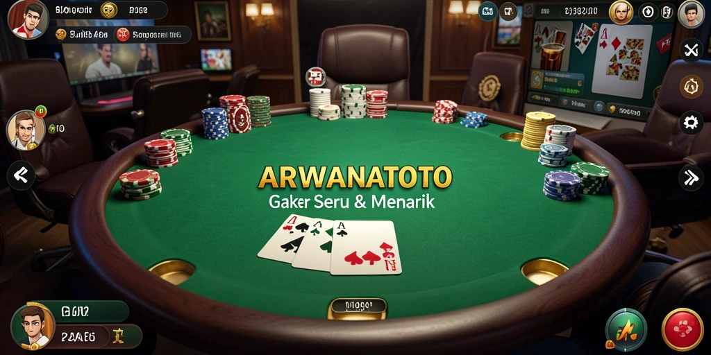 Tampilan gameplay Poker yang seru dan menantang di ARWANATOTO.
