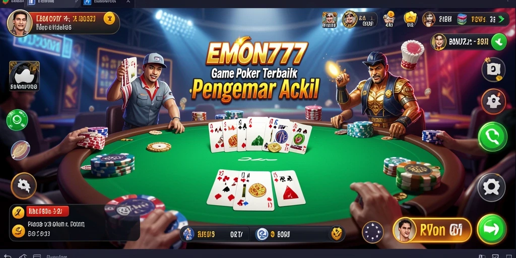 Screenshot gameplay Poker EMON777 yang seru dan menantang.