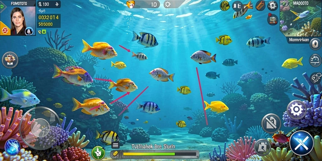 Tampilan gameplay FOMOTOTO yang seru dan menantang dalam tembak ikan.