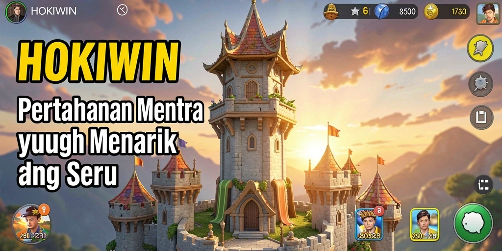 Screenshot gameplay menunjukkan pertahanan menara yang strategis dalam HOKIWIN.