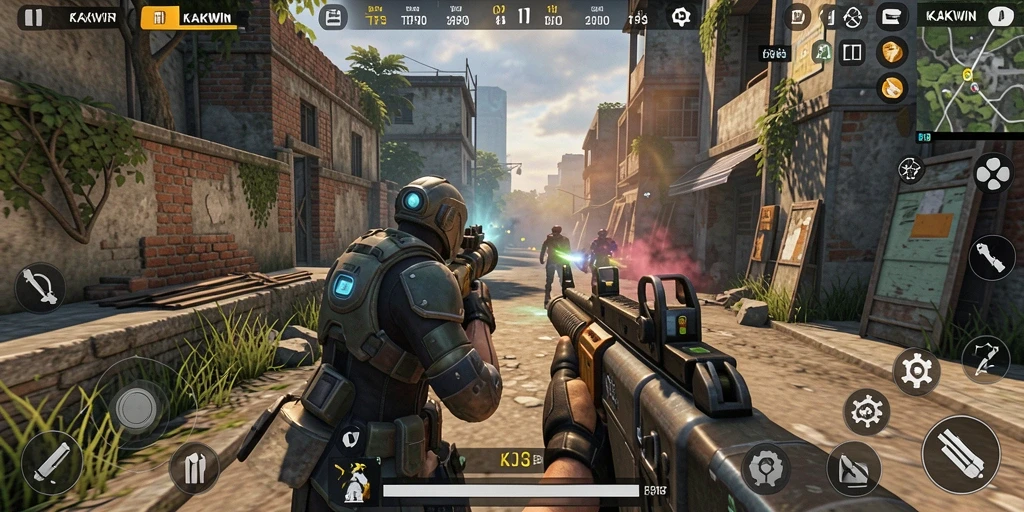 Tampilan gameplay KAKWIN dengan aksi seru di arena pertempuran.