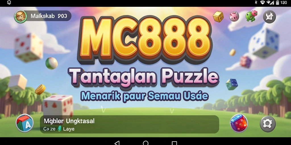 Screenshot utama MC888 menampilkan gameplay puzzle yang penuh warna.