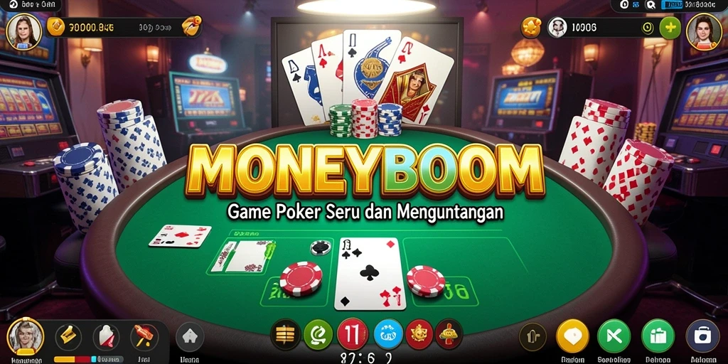 Screenshot dari gameplay MONEYBOOM yang menunjukkan keasyikan bermain Poker.