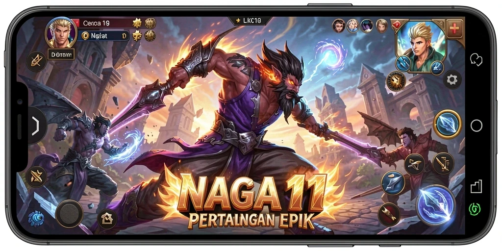 Tangkapan layar NAGA11 yang memperlihatkan aksi pertarungan yang mendebarkan.