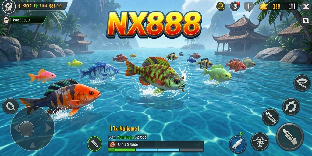 Tangkapan layar gameplay NX888 dengan aksi menembak ikan yang seru.