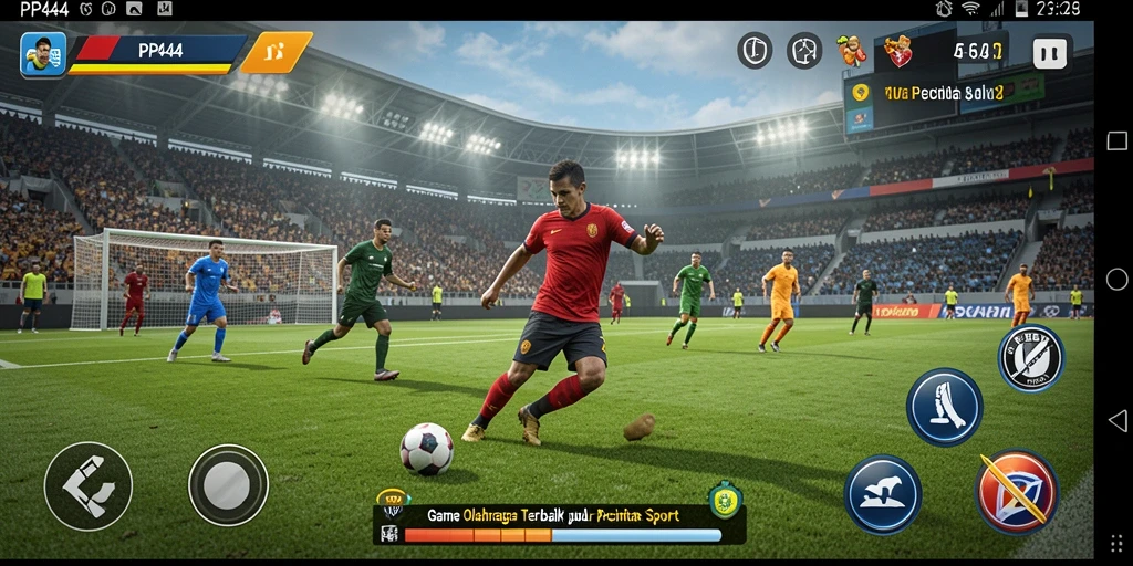 Gambaran gameplay seru dengan atlet dan arena menarik di PP444.