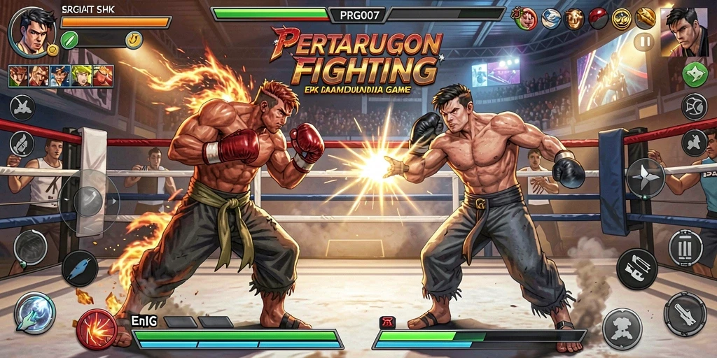Screenshot menunjukkan aksi pertarungan mendebarkan dalam PRG007.