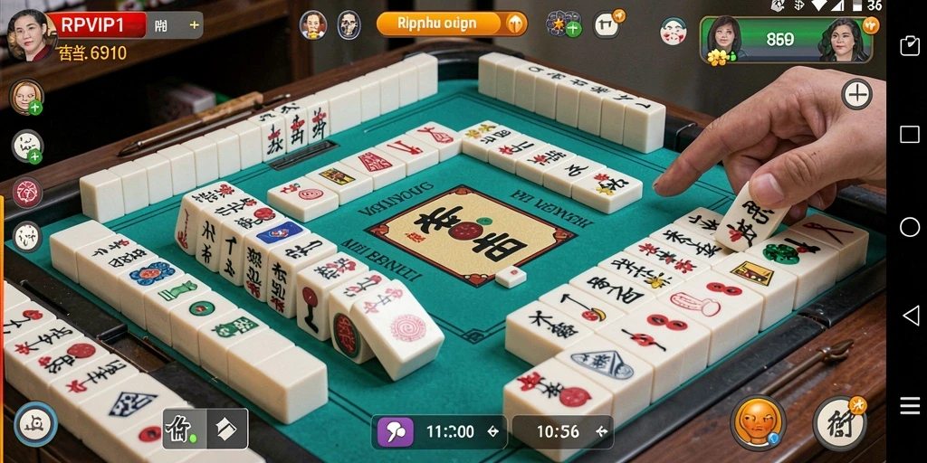 Tampilan gameplay RPVIP1 menunjukkan keseruan permainan Mahjong.
