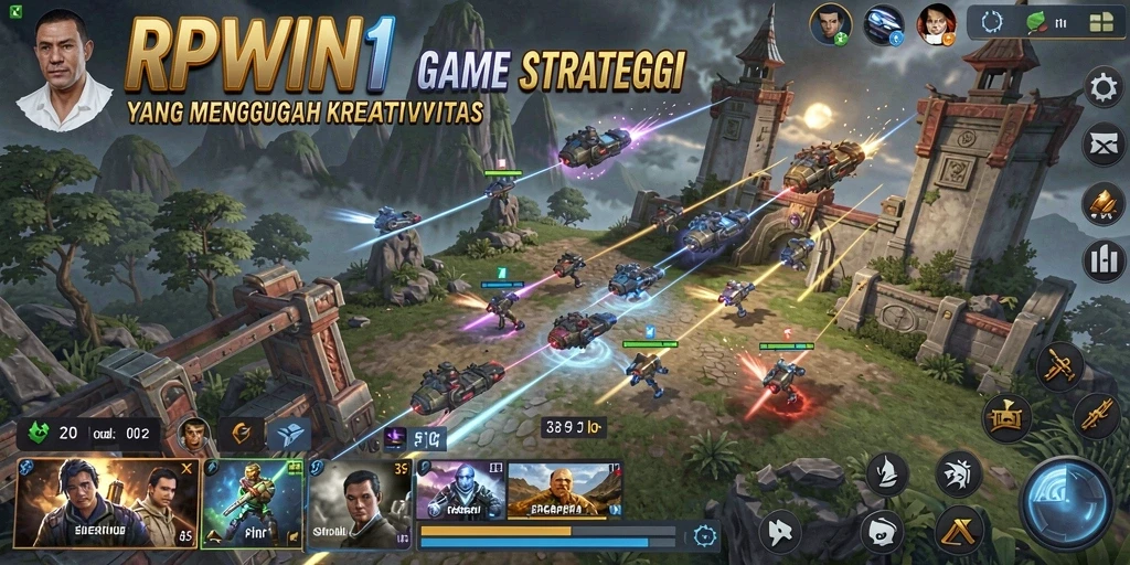 Tangkapan layar gameplay RPWIN1 yang menunjukkan strategi dan pembangunan yang dinamis.