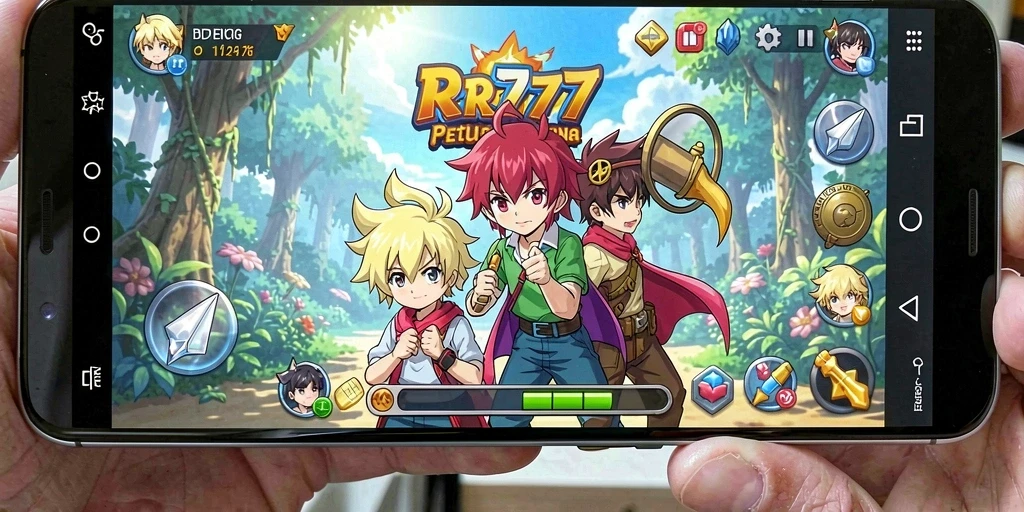 Tangkapan layar gameplay dengan karakter anime yang dinamis.