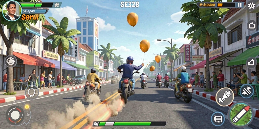 Tampilan aksi balapan mendebarkan dalam SE328.