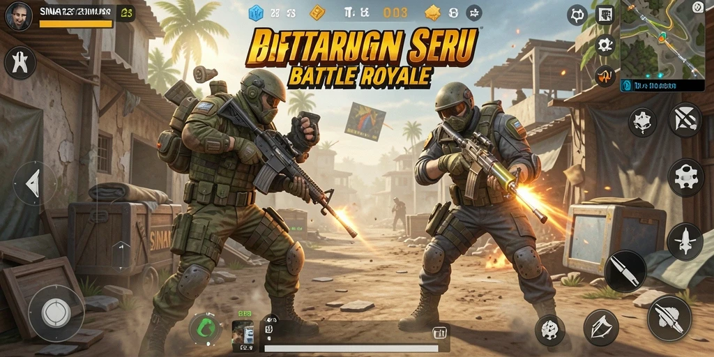 Screenshot menunjukkan aksi seru pertarungan Battle Royale di SINAR123.