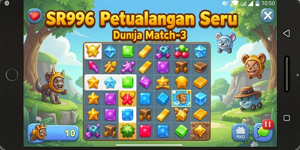 Screenshot gameplay SR996 yang penuh warna dan seru.
