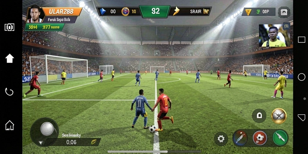 Tampilan gameplay ULAR288 dengan aksi sepak bola yang mendebarkan.