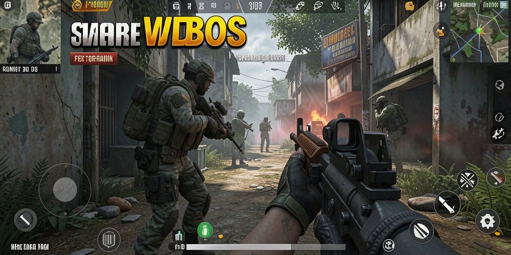Screenshot menunjukkan aksi tembak-menembak intens di WDBOS.